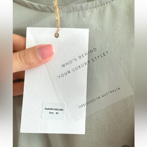 Sabo Dusty Sage Green Satin Long Sleeve Cutout Mini Dress - Picture 5 of 9